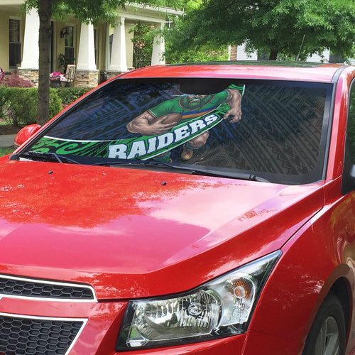Canberra Raiders Rugby Auto Sun Shade Tribal Polynesian Power Art - Lightning Mascot