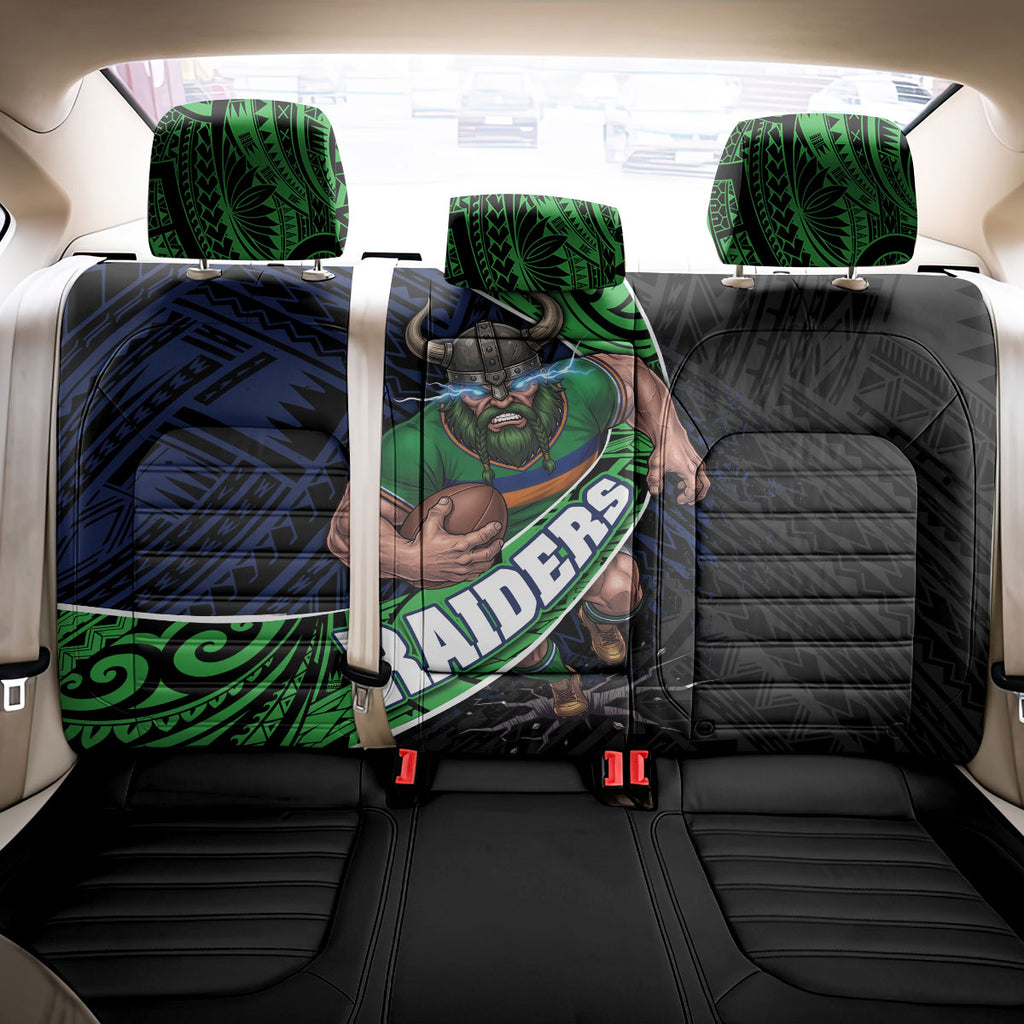 Canberra Raiders Rugby Back Car Seat Cover Tribal Polynesian Power Art - Lightning Mascot