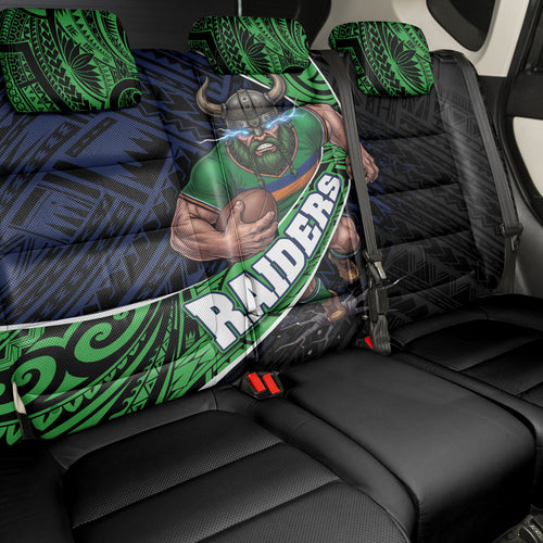 Canberra Raiders Rugby Back Car Seat Cover Tribal Polynesian Power Art - Lightning Mascot