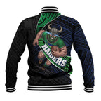 Canberra Raiders Rugby Baseball Jacket Tribal Polynesian Power Art - Lightning Mascot