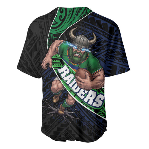 Canberra Raiders Rugby Baseball Jersey Tribal Polynesian Power Art - Lightning Mascot