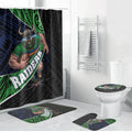 Canberra Raiders Rugby Bathroom Set Tribal Polynesian Power Art - Lightning Mascot