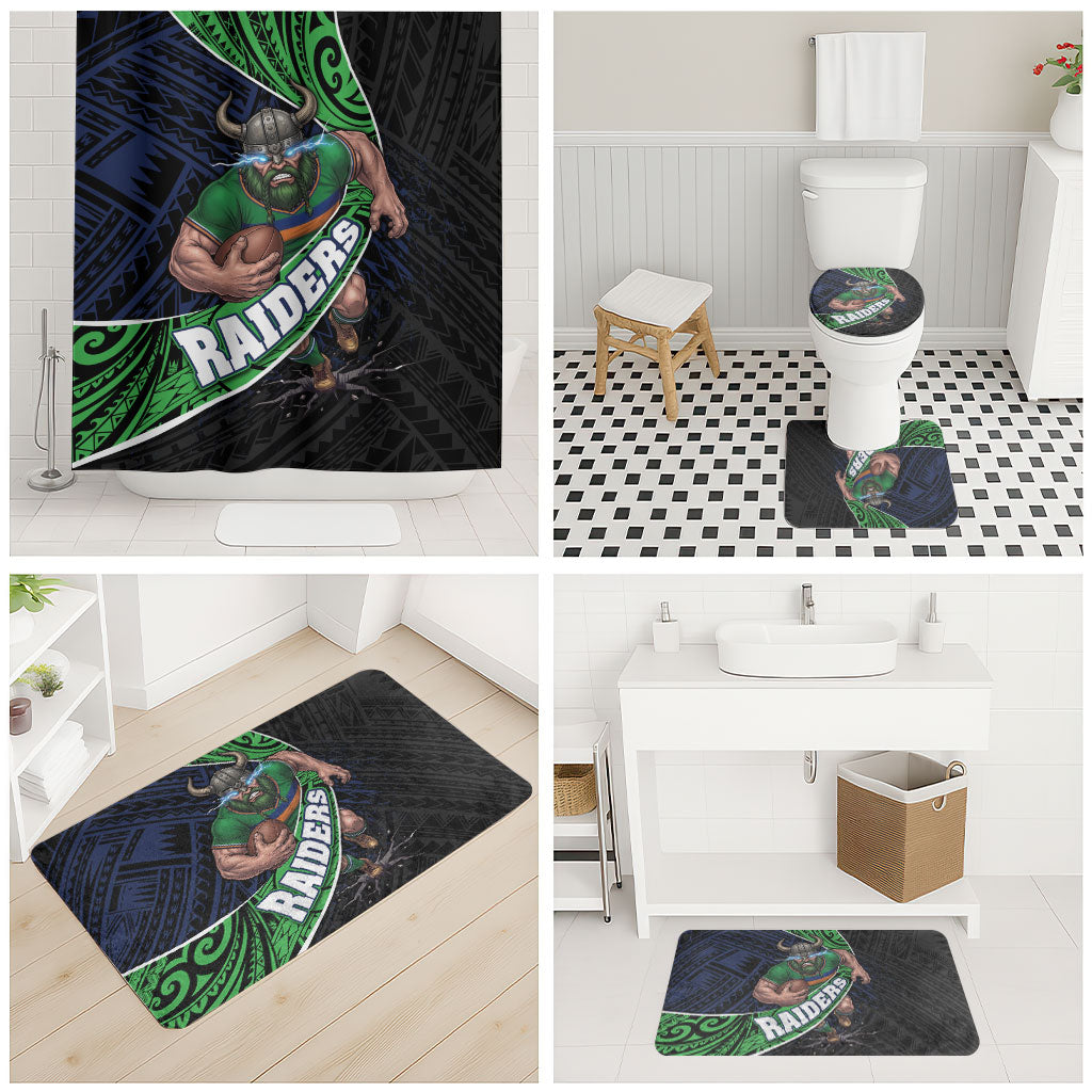 Canberra Raiders Rugby Bathroom Set Tribal Polynesian Power Art - Lightning Mascot