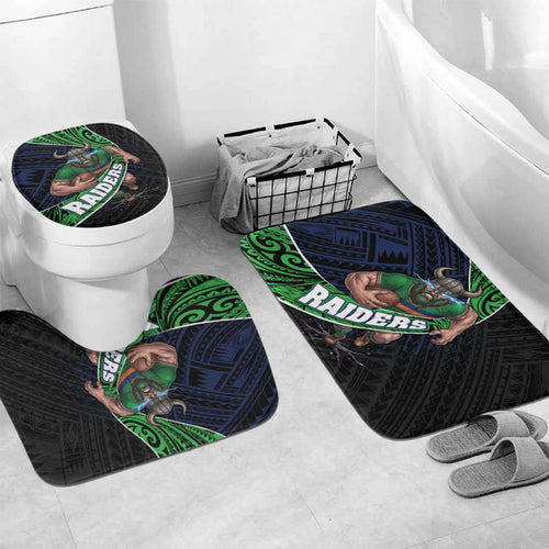 Canberra Raiders Rugby Bathroom Set Tribal Polynesian Power Art - Lightning Mascot