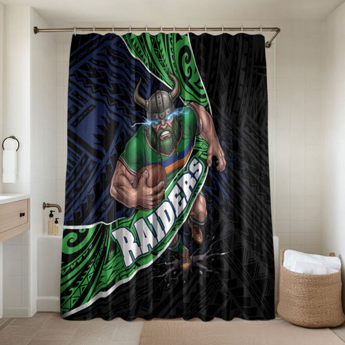 Canberra Raiders Rugby Bathroom Set Tribal Polynesian Power Art - Lightning Mascot