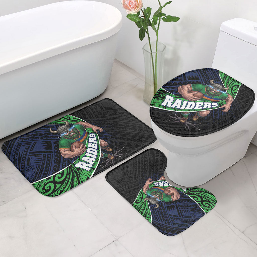 Canberra Raiders Rugby Bathroom Set Tribal Polynesian Power Art - Lightning Mascot