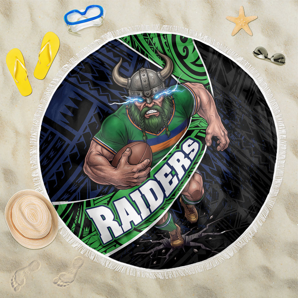 Canberra Raiders Rugby Beach Blanket Tribal Polynesian Power Art - Lightning Mascot
