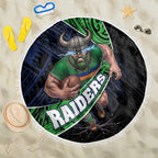 Canberra Raiders Rugby Beach Blanket Tribal Polynesian Power Art - Lightning Mascot