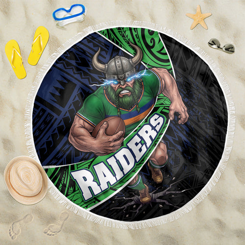 Canberra Raiders Rugby Beach Blanket Tribal Polynesian Power Art - Lightning Mascot