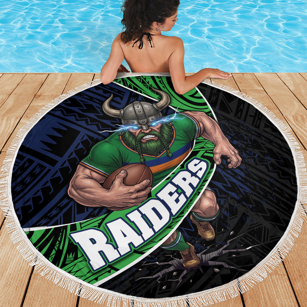 Canberra Raiders Rugby Beach Blanket Tribal Polynesian Power Art - Lightning Mascot