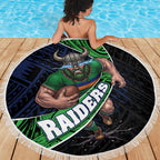 Canberra Raiders Rugby Beach Blanket Tribal Polynesian Power Art - Lightning Mascot