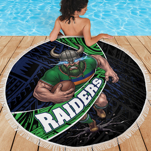 Canberra Raiders Rugby Beach Blanket Tribal Polynesian Power Art - Lightning Mascot
