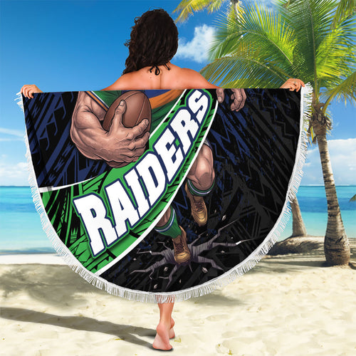 Canberra Raiders Rugby Beach Blanket Tribal Polynesian Power Art - Lightning Mascot