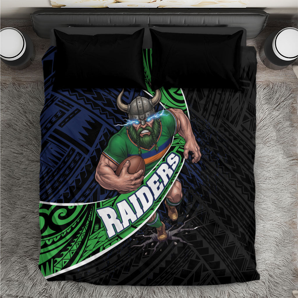 Canberra Raiders Rugby Bedding Set Tribal Polynesian Power Art - Lightning Mascot