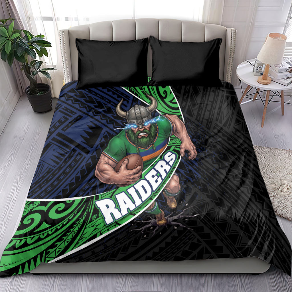Canberra Raiders Rugby Bedding Set Tribal Polynesian Power Art - Lightning Mascot