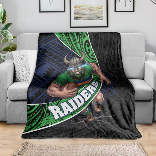 Canberra Raiders Rugby Blanket Tribal Polynesian Power Art - Lightning Mascot