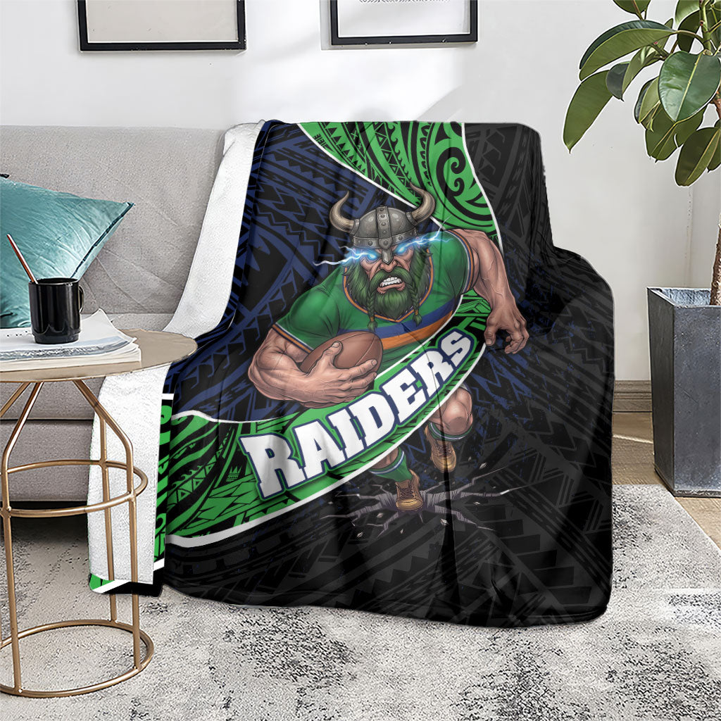 Canberra Raiders Rugby Blanket Tribal Polynesian Power Art - Lightning Mascot