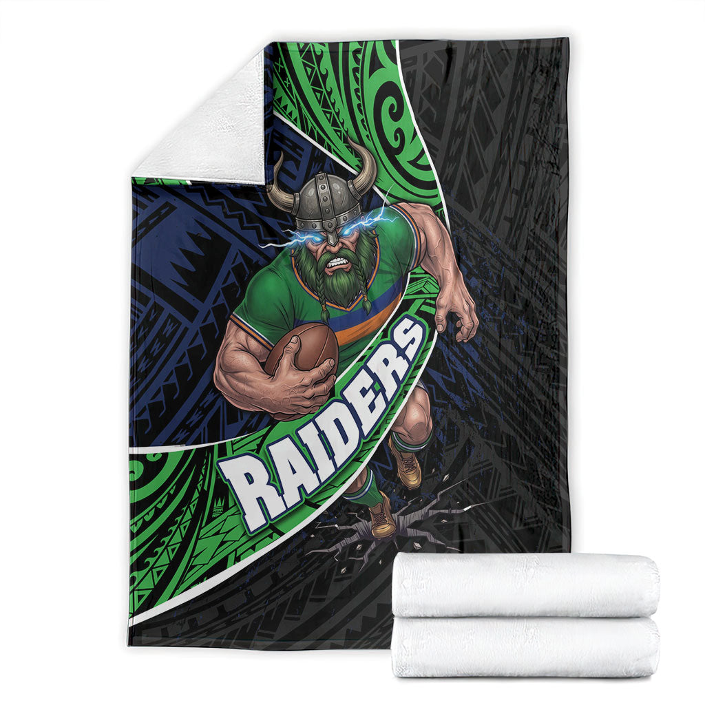 Canberra Raiders Rugby Blanket Tribal Polynesian Power Art - Lightning Mascot