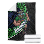 Canberra Raiders Rugby Blanket Tribal Polynesian Power Art - Lightning Mascot
