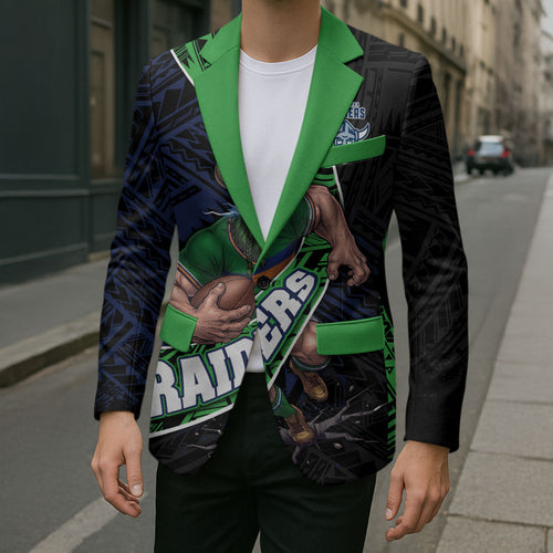 Canberra Raiders Rugby Blazer Tribal Polynesian Power Art - Lightning Mascot