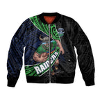 Canberra Raiders Rugby Bomber Jacket Tribal Polynesian Power Art - Lightning Mascot