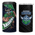 Canberra Raiders Rugby 4 in 1 Can Cooler Tumbler Tribal Polynesian Power Art - Lightning Mascot