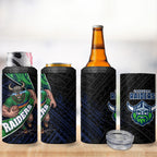 Canberra Raiders Rugby 4 in 1 Can Cooler Tumbler Tribal Polynesian Power Art - Lightning Mascot