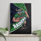 Canberra Raiders Rugby Canvas Wall Art Tribal Polynesian Power Art - Lightning Mascot