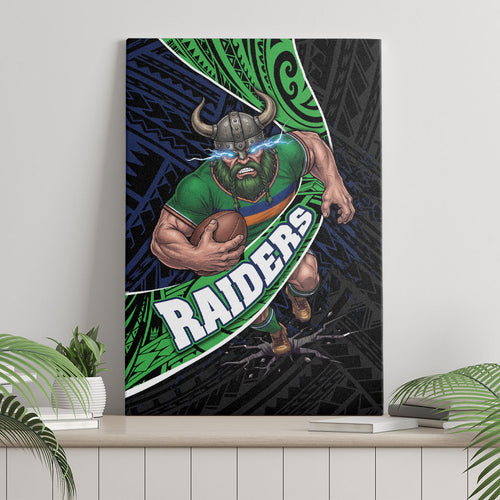Canberra Raiders Rugby Canvas Wall Art Tribal Polynesian Power Art - Lightning Mascot