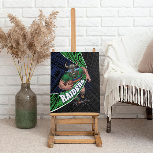 Canberra Raiders Rugby Canvas Wall Art Tribal Polynesian Power Art - Lightning Mascot