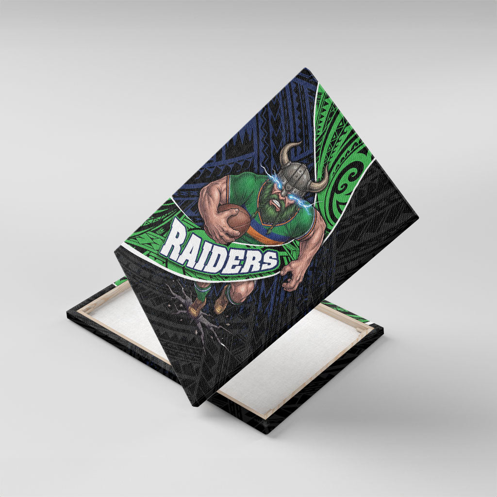 Canberra Raiders Rugby Canvas Wall Art Tribal Polynesian Power Art - Lightning Mascot