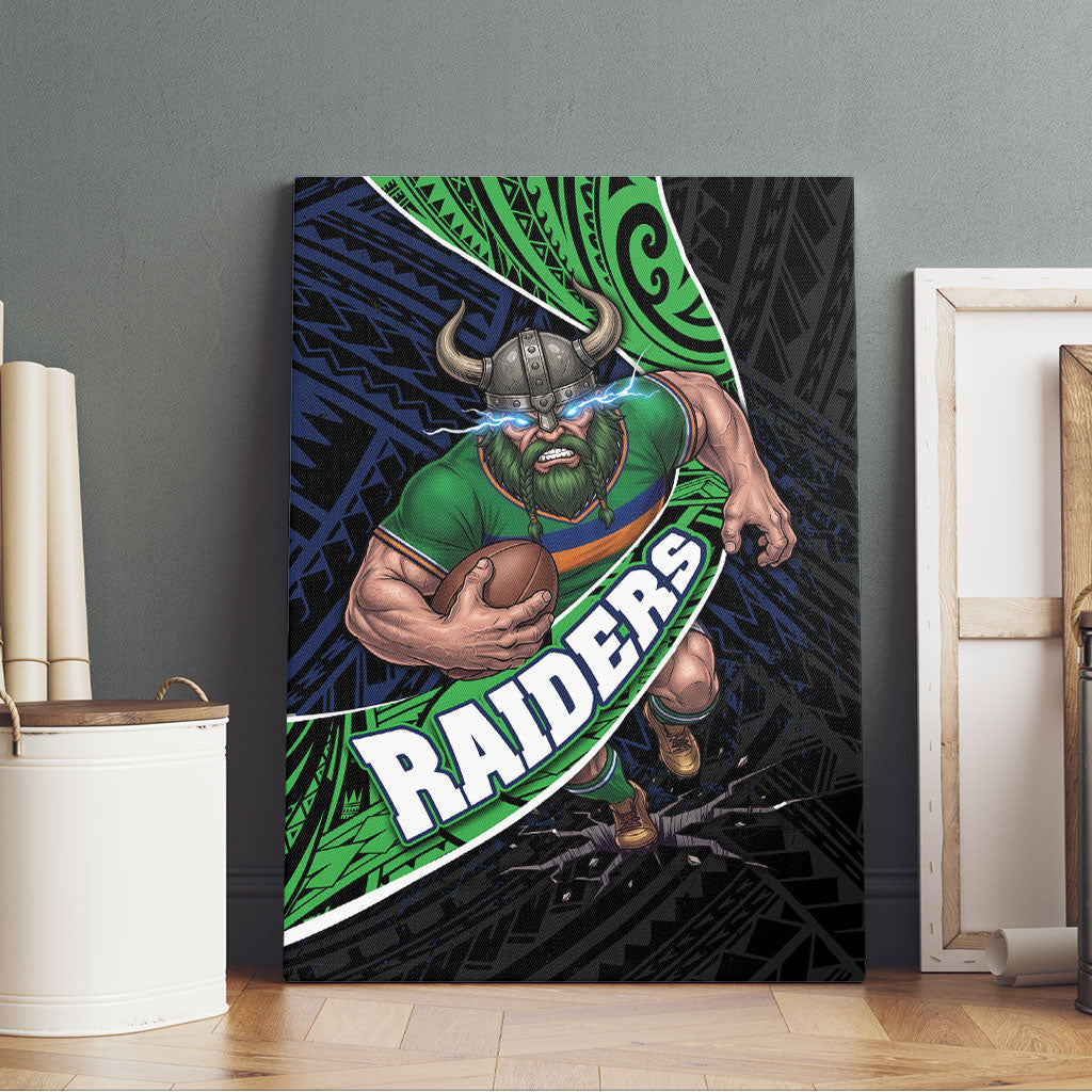 Canberra Raiders Rugby Canvas Wall Art Tribal Polynesian Power Art - Lightning Mascot