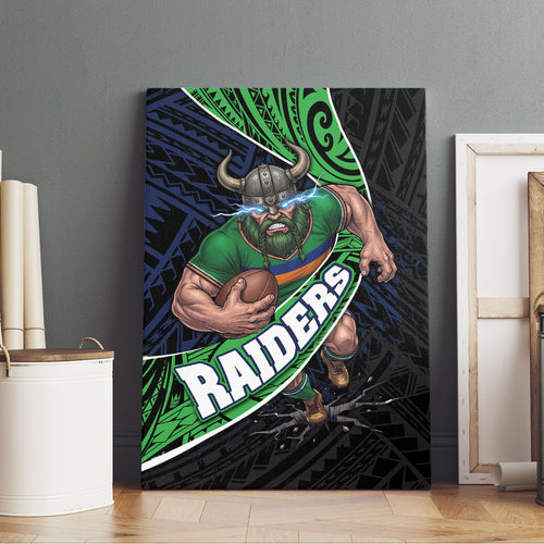 Canberra Raiders Rugby Canvas Wall Art Tribal Polynesian Power Art - Lightning Mascot