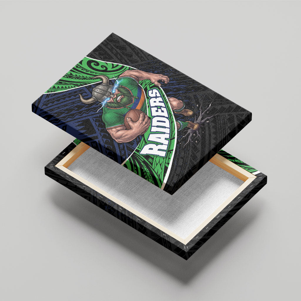 Canberra Raiders Rugby Canvas Wall Art Tribal Polynesian Power Art - Lightning Mascot