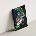 Canberra Raiders Rugby Canvas Wall Art Tribal Polynesian Power Art - Lightning Mascot