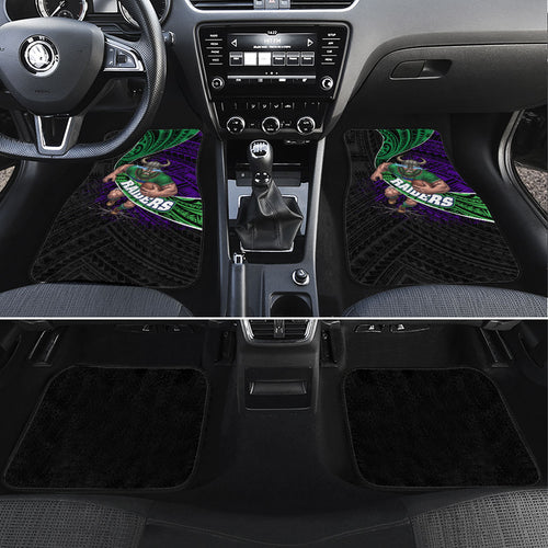 Canberra Raiders Rugby Car Mats Tribal Polynesian Power Art - Lightning Mascot