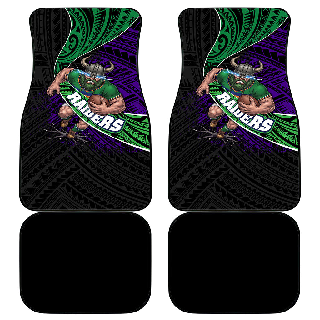 Canberra Raiders Rugby Car Mats Tribal Polynesian Power Art - Lightning Mascot