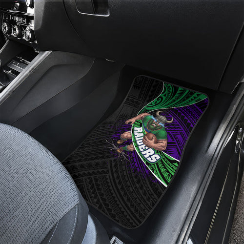 Canberra Raiders Rugby Car Mats Tribal Polynesian Power Art - Lightning Mascot