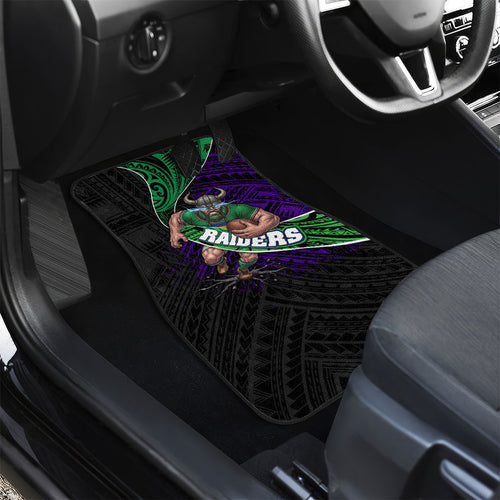Canberra Raiders Rugby Car Mats Tribal Polynesian Power Art - Lightning Mascot