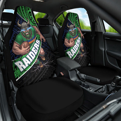 Canberra Raiders Rugby Car Seat Cover Tribal Polynesian Power Art - Lightning Mascot