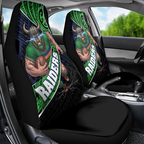 Canberra Raiders Rugby Car Seat Cover Tribal Polynesian Power Art - Lightning Mascot