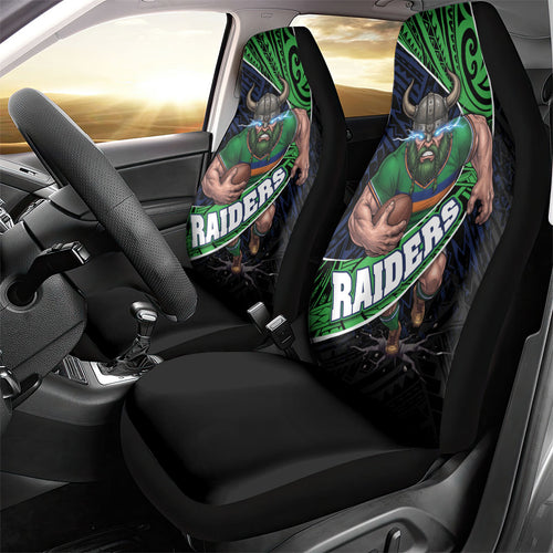 Canberra Raiders Rugby Car Seat Cover Tribal Polynesian Power Art - Lightning Mascot