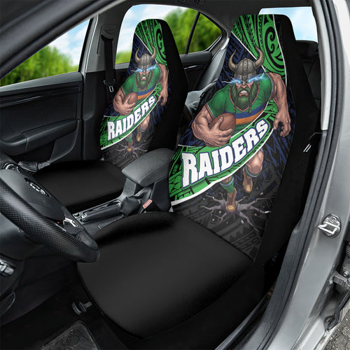 Canberra Raiders Rugby Car Seat Cover Tribal Polynesian Power Art - Lightning Mascot