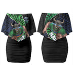 Canberra Raiders Rugby Couples Matching Off Shoulder Short Dress and Hawaiian Shirt Tribal Polynesian Power Art - Lightning Mascot