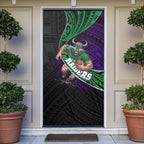 Canberra Raiders Rugby Door Cover Tribal Polynesian Power Art - Lightning Mascot