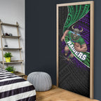 Canberra Raiders Rugby Door Cover Tribal Polynesian Power Art - Lightning Mascot