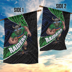 Canberra Raiders Rugby Garden Flag Tribal Polynesian Power Art - Lightning Mascot