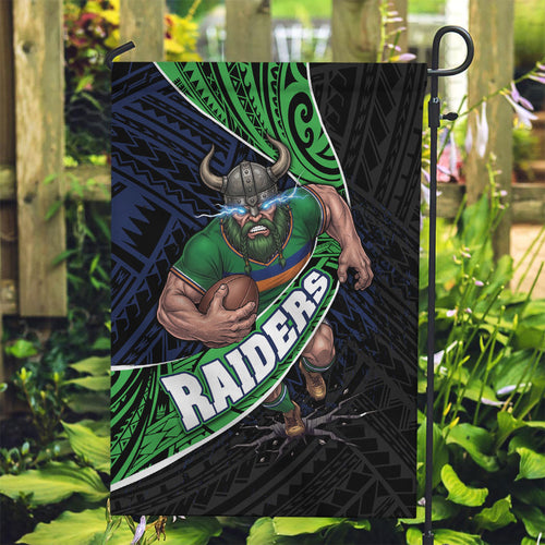 Canberra Raiders Rugby Garden Flag Tribal Polynesian Power Art - Lightning Mascot