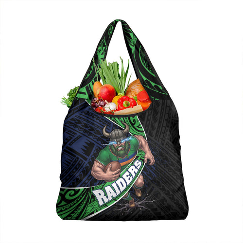 Canberra Raiders Rugby Grocery Bag Tribal Polynesian Power Art - Lightning Mascot