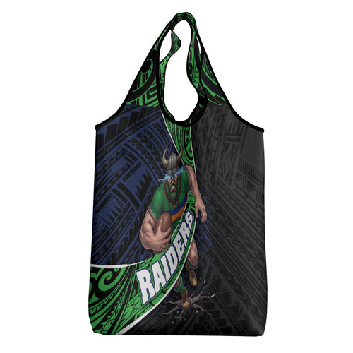 Canberra Raiders Rugby Grocery Bag Tribal Polynesian Power Art - Lightning Mascot